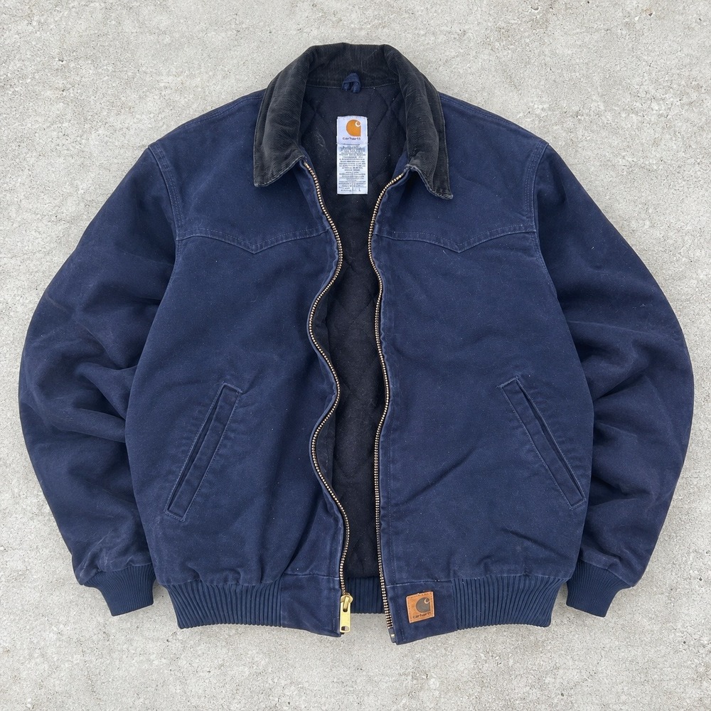 Carhartt J14 MDT Santa Fe Jacket Large Navy Blue Vintage Workwear Faded